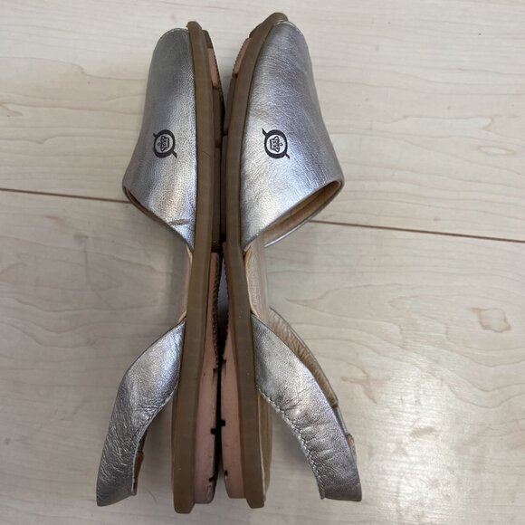 Born Metallic Slingback Pons Sandals Sz 8 Silver Pewter Grey - Picture 5 of 10